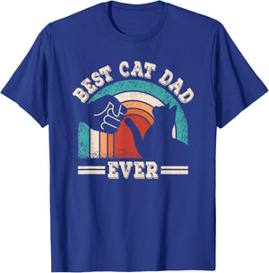 Best Cat Dad Ever Funny Retro Cat Lover Vintage Men T-Shirt - T-Shirt | Royal