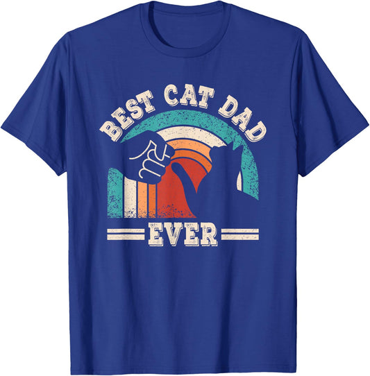 Best Cat Dad Ever Funny Retro Cat Lover Vintage Men T-Shirt - T-Shirt | Royal