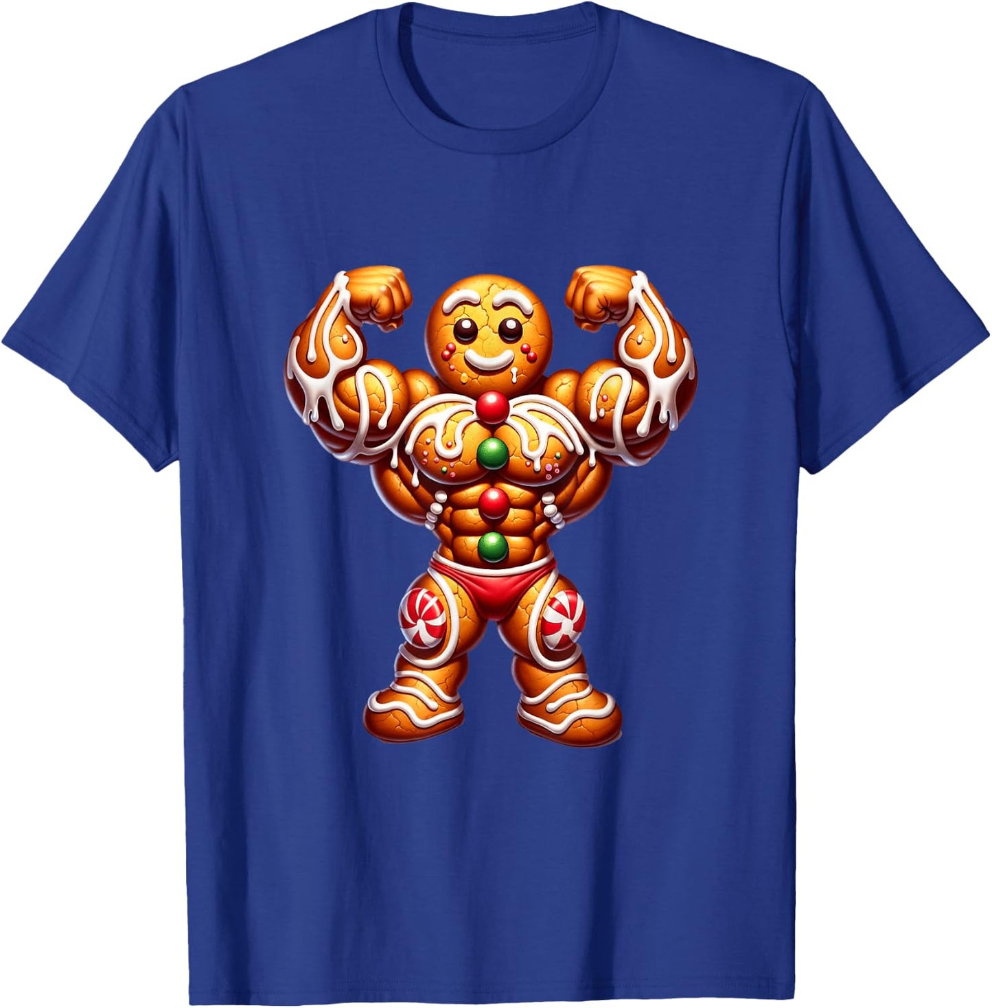 Fitness X-Mas Holiday Bodybuilding Men Women -Adult Black Cartoon Holiday Workout Small T-Shirt - T-Shirt | Royal