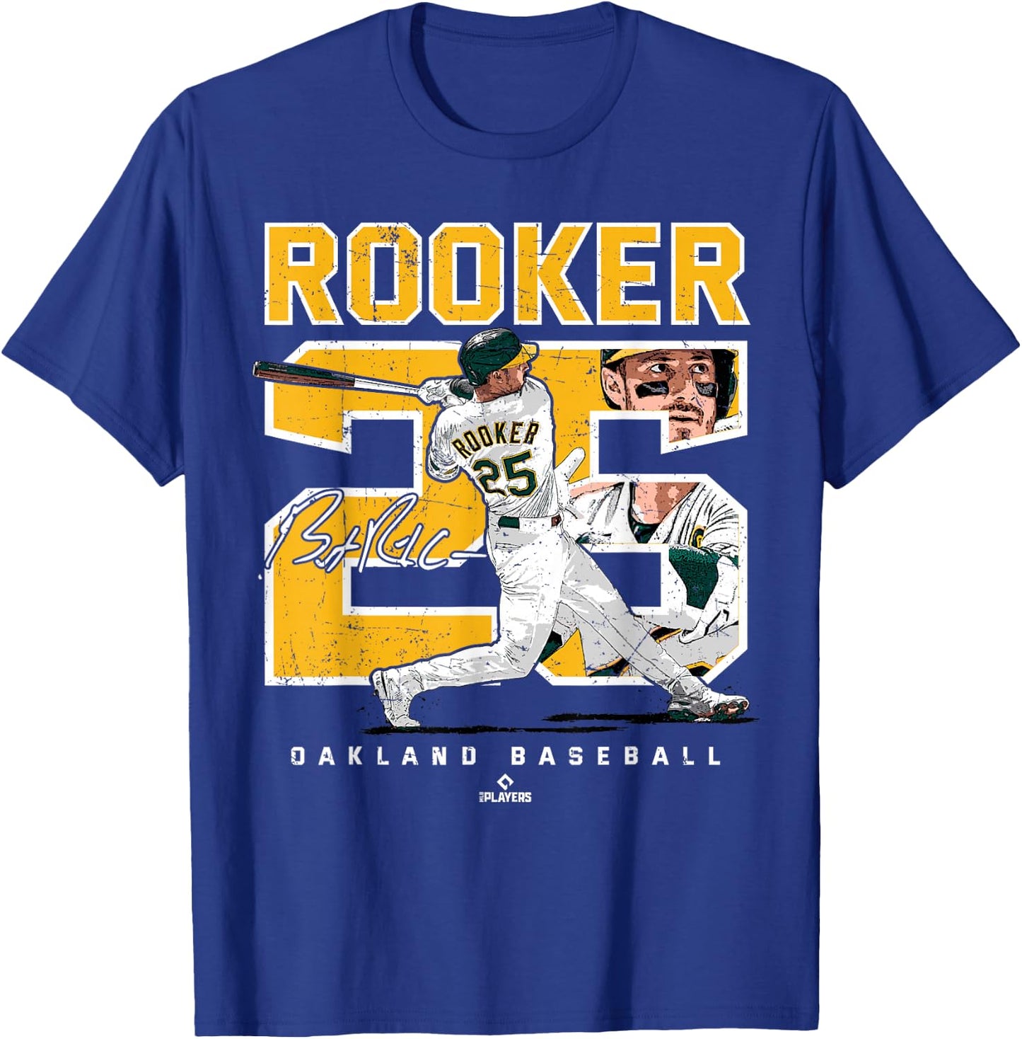 Number and Portrait Brent Rooker Oakland T-Shirt - T-Shirt | Royal