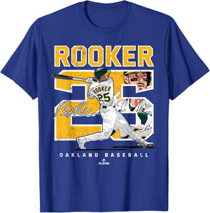 Number and Portrait Brent Rooker Oakland T-Shirt - T-Shirt | Royal