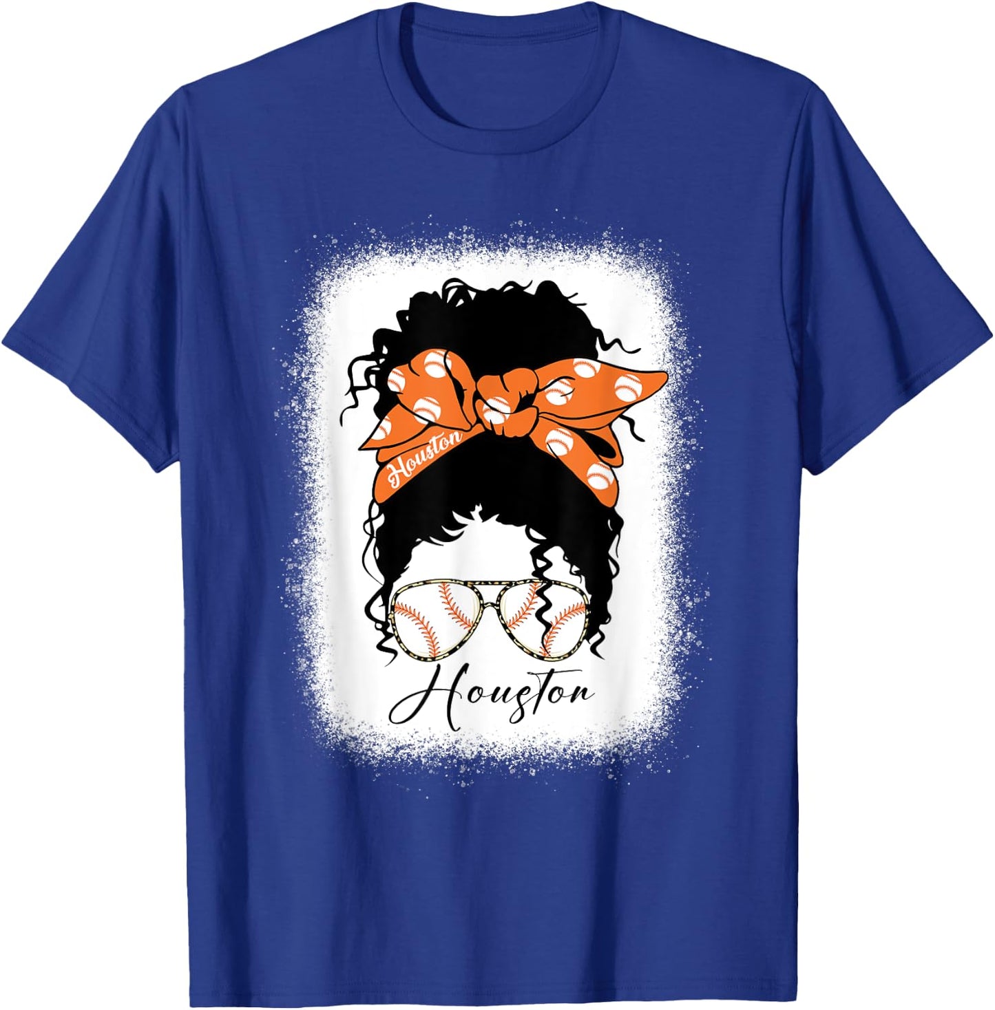 Messy Bun Bleached Houstion Souvenir I Love Houstion Women T-Shirt - T-Shirt | Royal