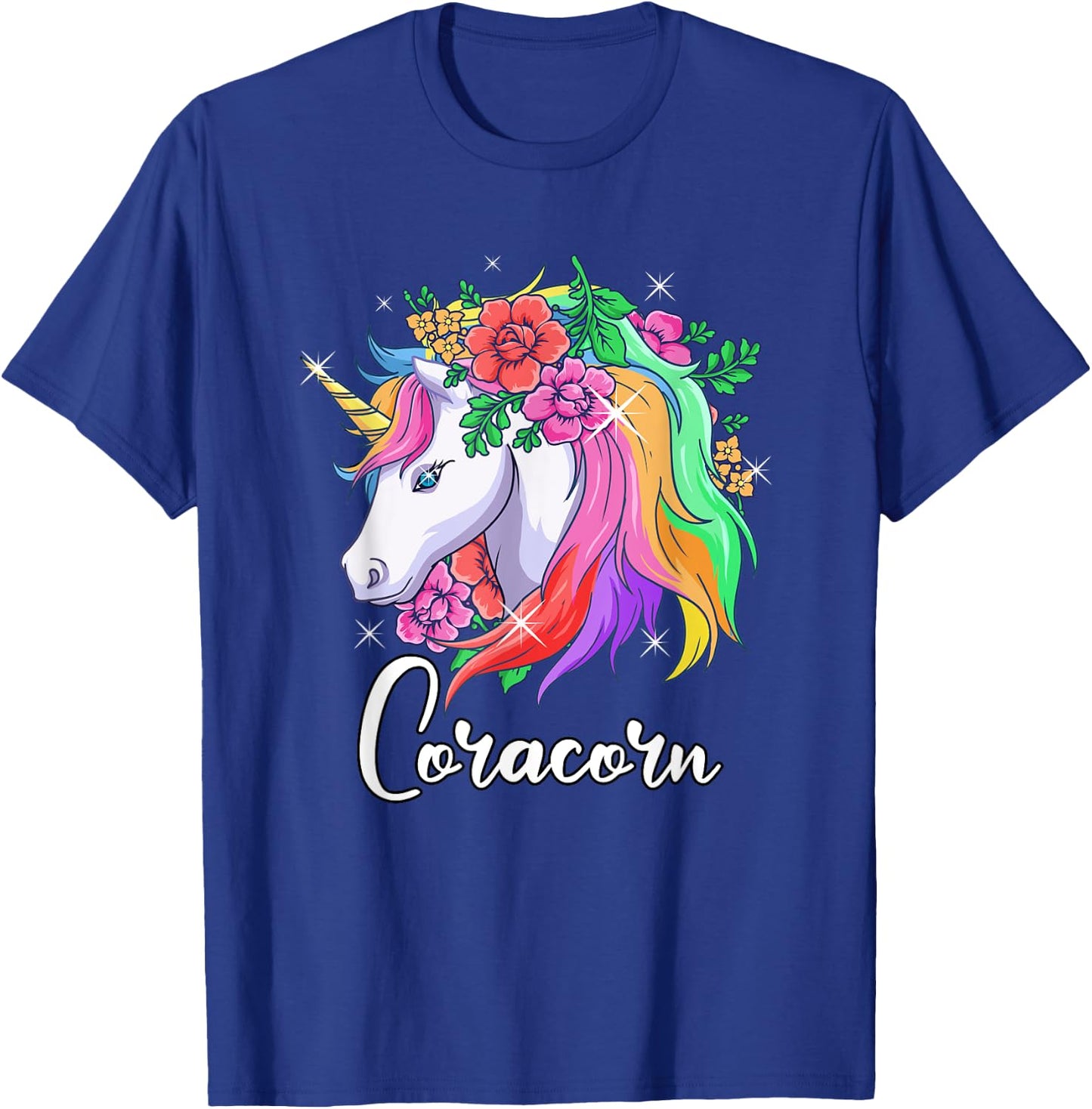 Cute Coracorn Personalized Name Unicorn Cora T-Shirt - T-Shirt | Royal