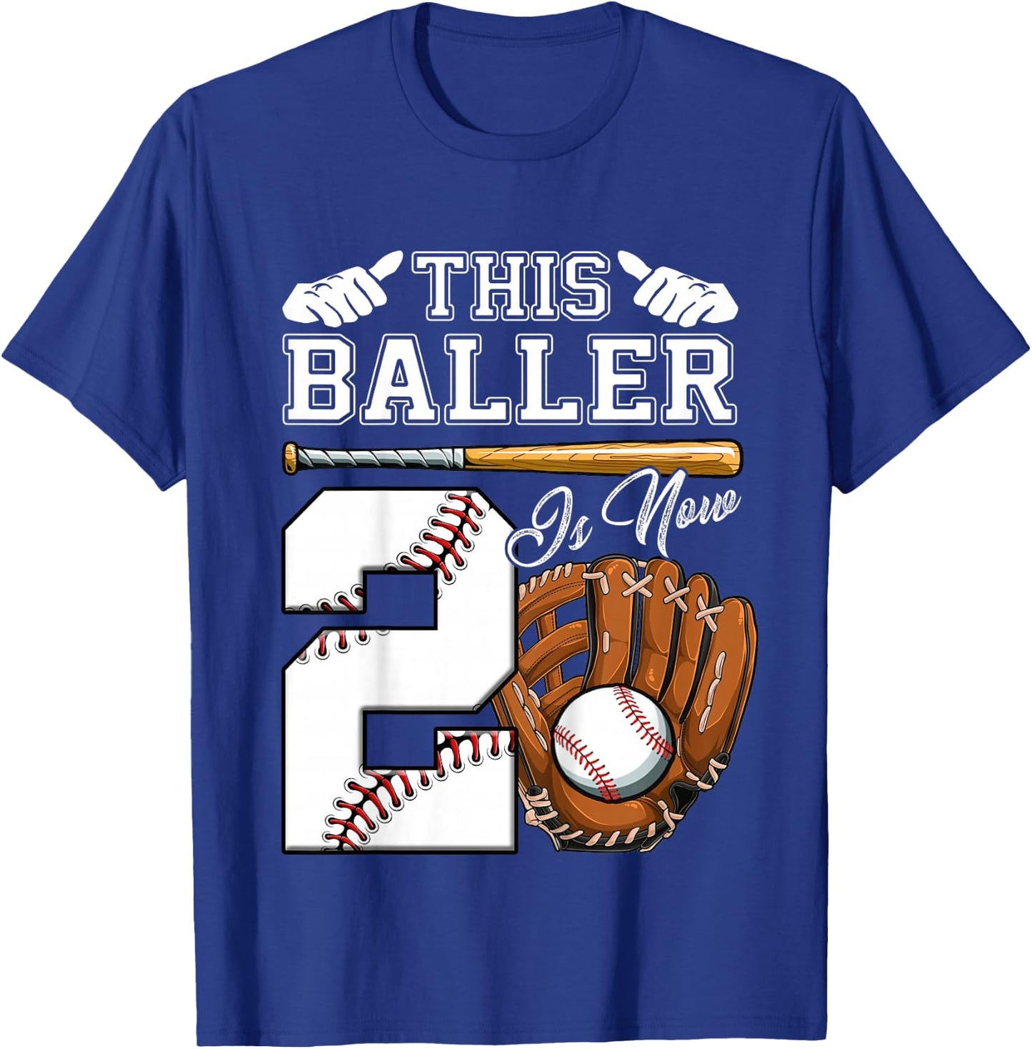 2nd Birthday Gift Two Vintage Baseball Birthday 2 Year Old T-Shirt - T-Shirt | Royal