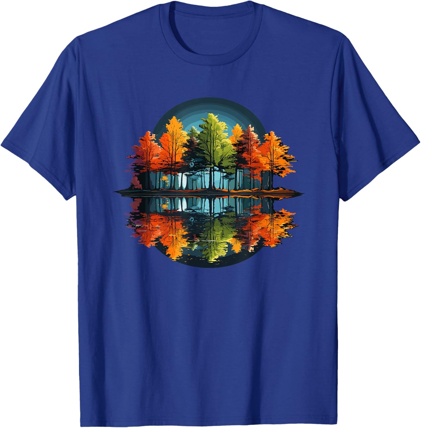Nature Reflection Forest Trees Outdoor Wildlife T-Shirt - T-Shirt | Royal