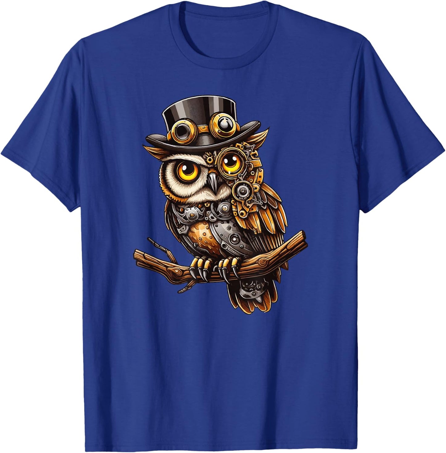 Mechanical Steampunk Barn Owl Clockwork Fantasy Animal T-Shirt - T-Shirt | Royal