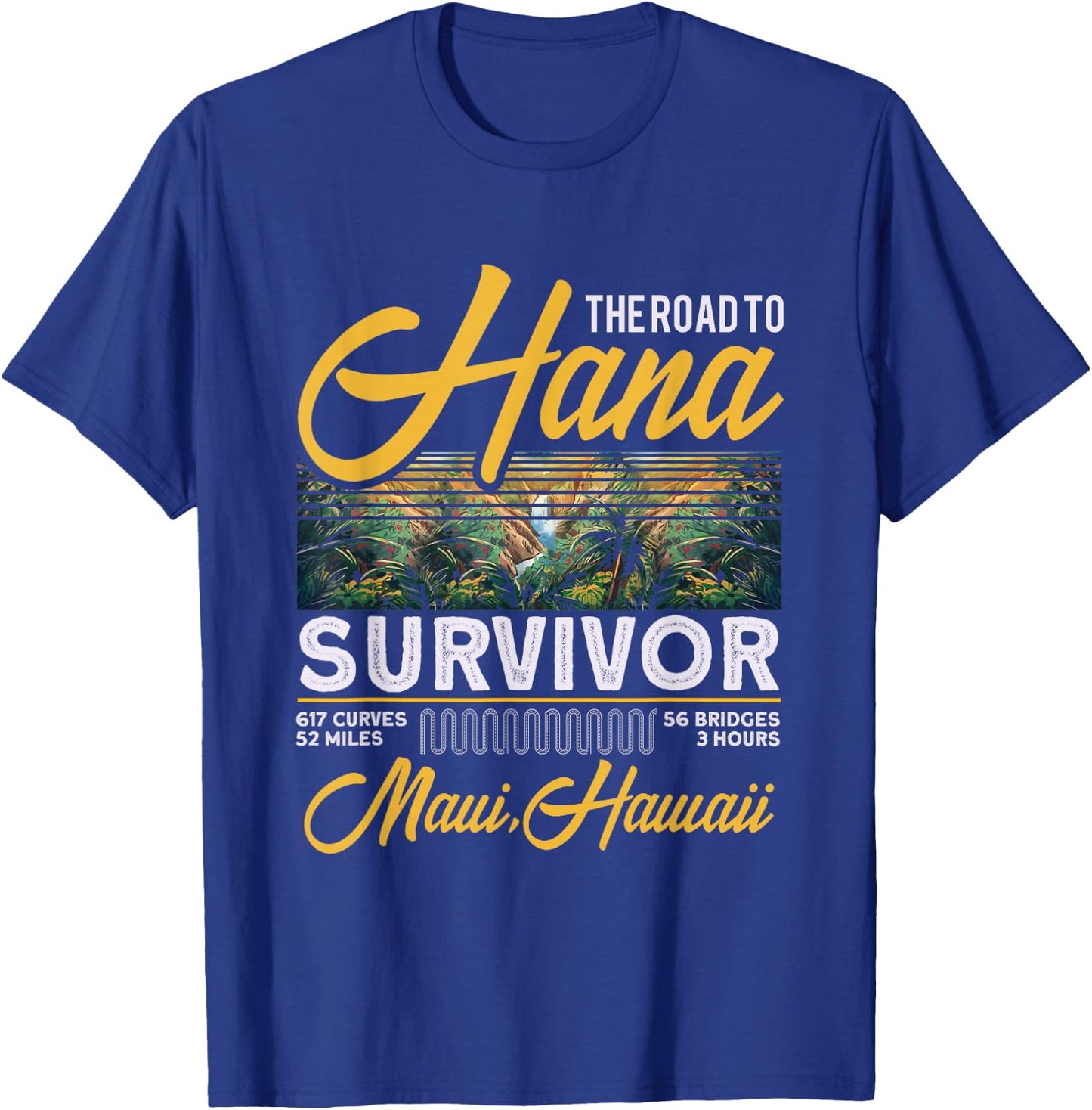 Road To Hana Survivor Curvy Palm Maui Hawaii Hawaiian Fan T-Shirt - T-Shirt | Royal