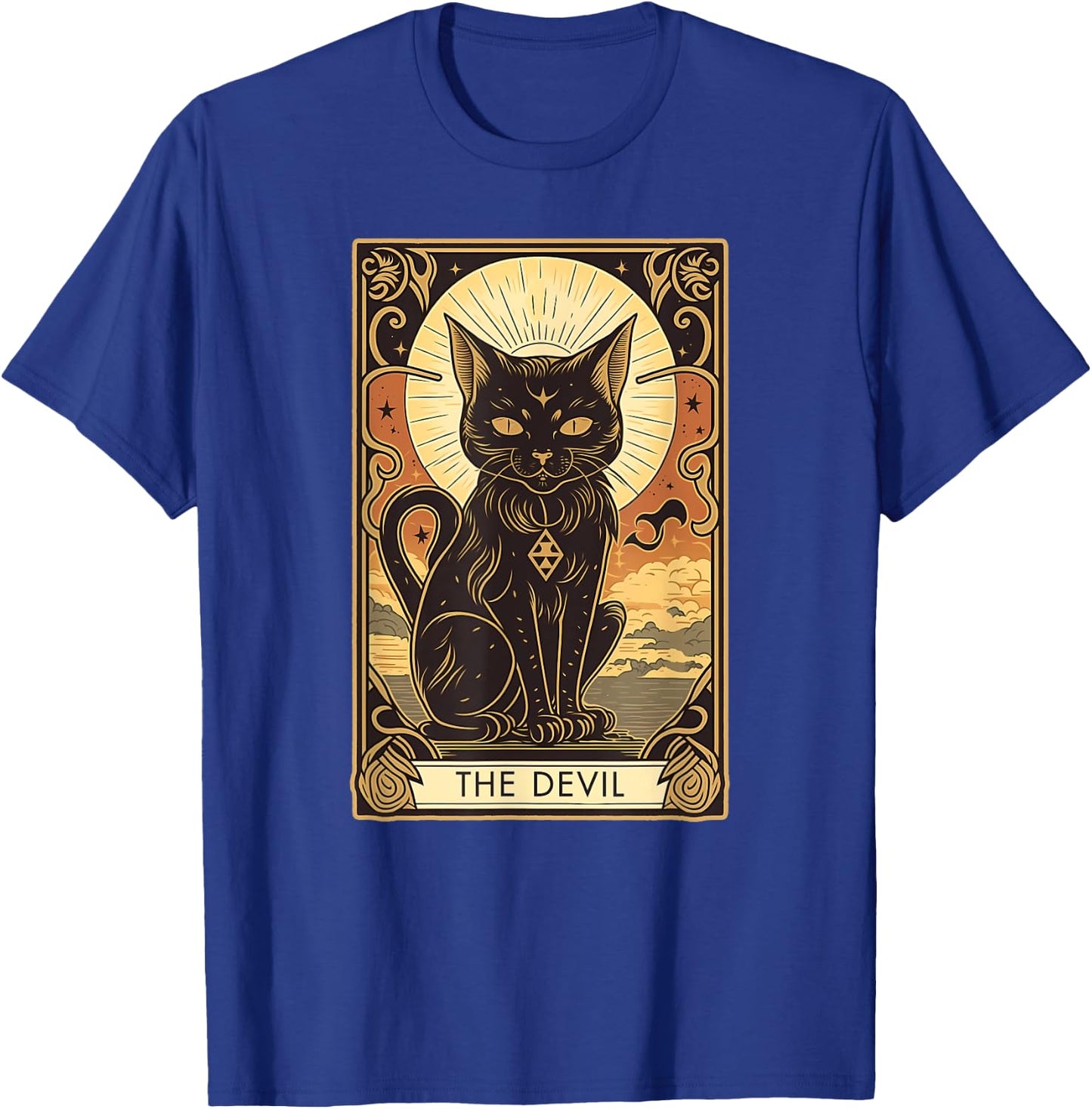 Devil Cat Tarot Card Graphic for Tarot Cat Lovers Women Kids T-Shirt - T-Shirt | Royal