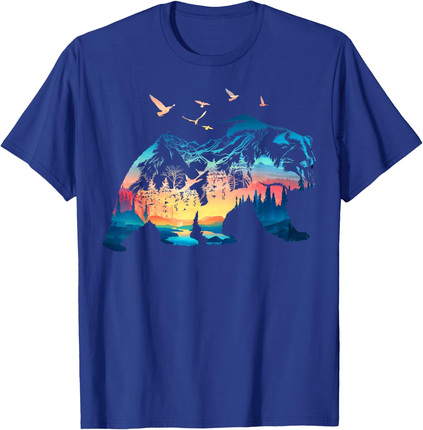 Bear Nature Outdoor Mountains Forest Trees Bear Wildlife T-Shirt - T-Shirt | Royal