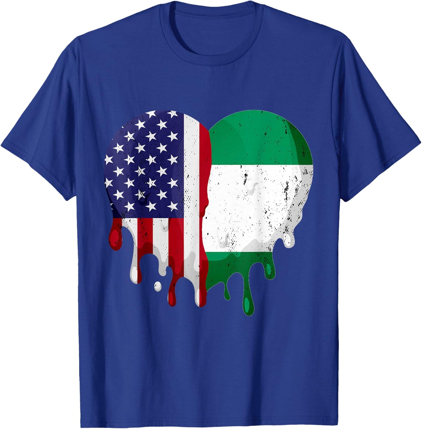 American Nigerian Heritage Month Nigeria Flag Heart T-Shirt - T-Shirt | Royal