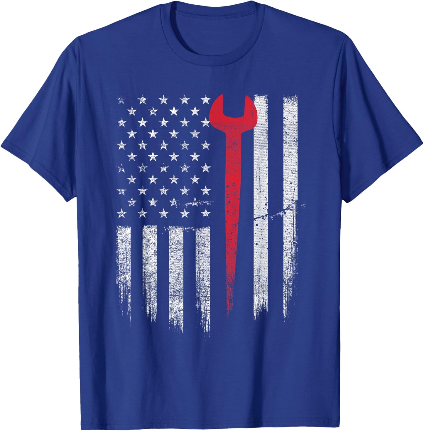 Patriotic Ironworker - USA Flag Ironworking Worker Rodbuster T-Shirt - T-Shirt | Royal