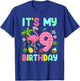 It's My 9th Birthday Flamingo Shirt Hawaii 9 Yrs Old Girl T-Shirt - T-Shirt | Royal