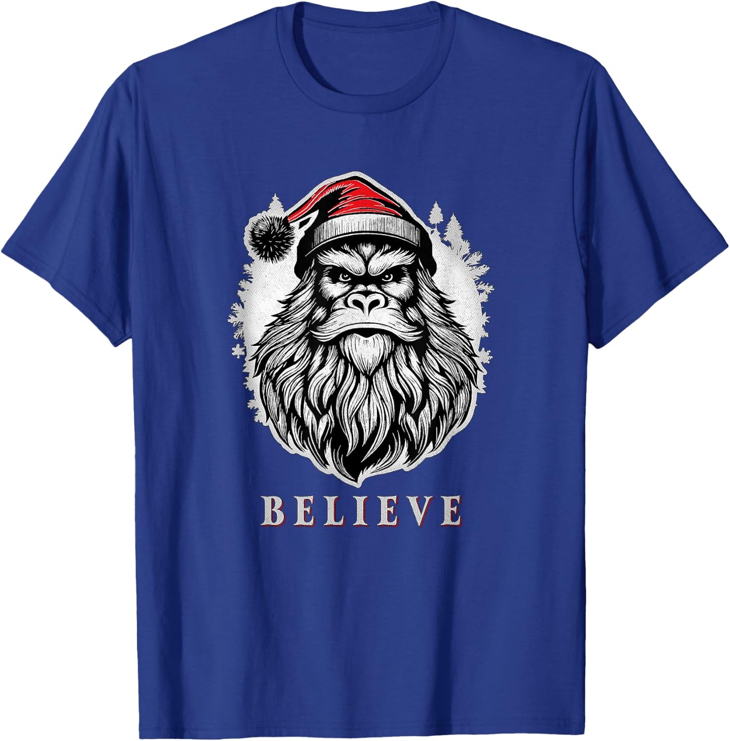 Christmas Bigfoot - Christmas Sasquatch - Cryptid Christmas T-Shirt - T-Shirt | Royal