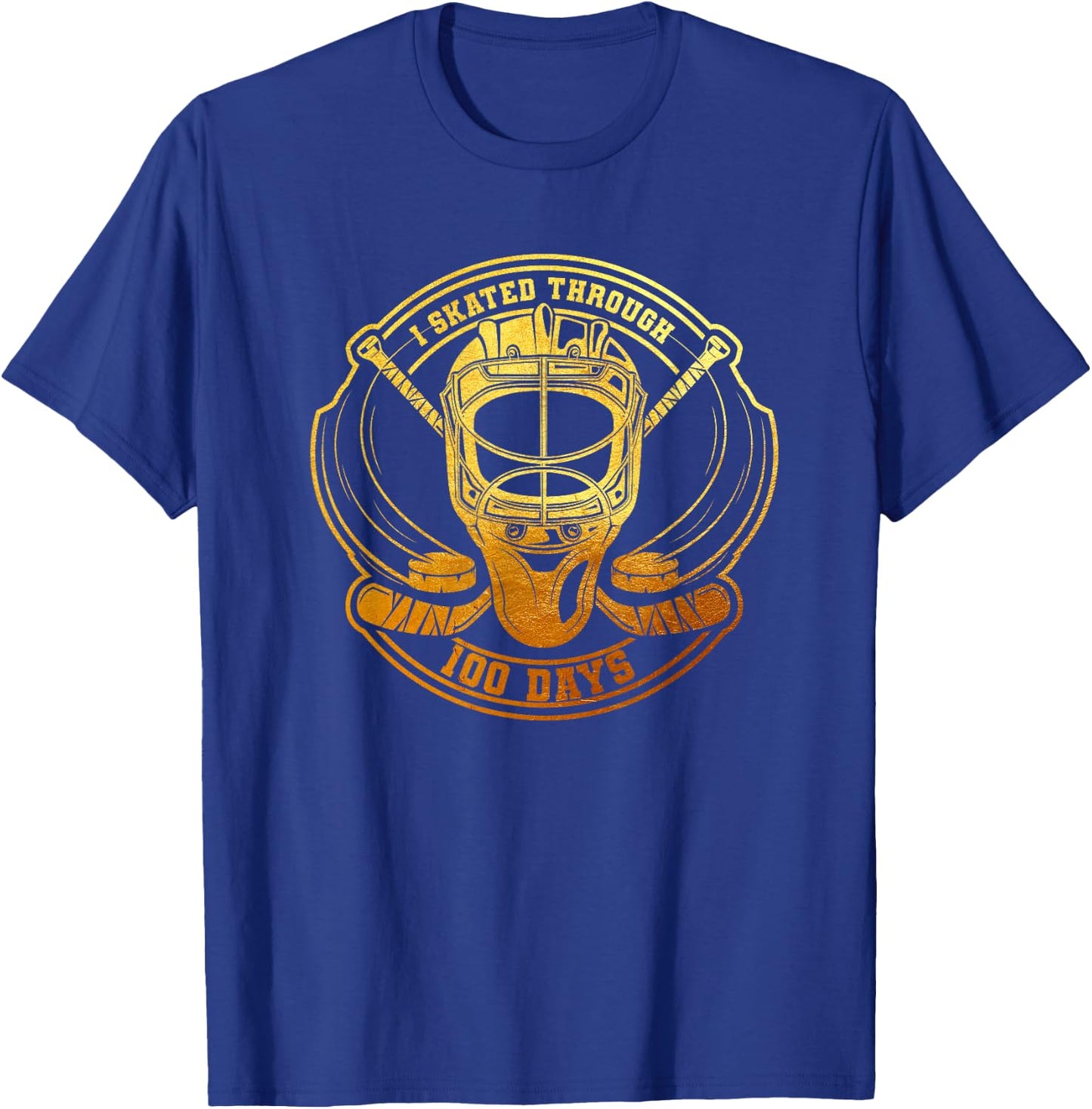 I Skated Through 100 Days 100th Day Of School Ice Hockey T-Shirt - T-Shirt | Royal