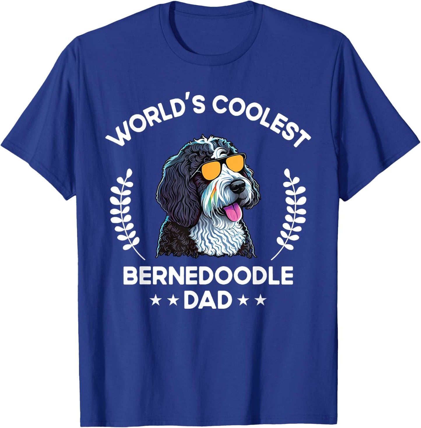 The Woof Wardrobe World's Coolest Dog Dad Papa Bernedoodle - Black, Small, Men, , Short Sleeve, , Modern Classic, Cotton Blend, All Seasons, Kids, Dog Themed T-Shirt - T-Shirt | Royal