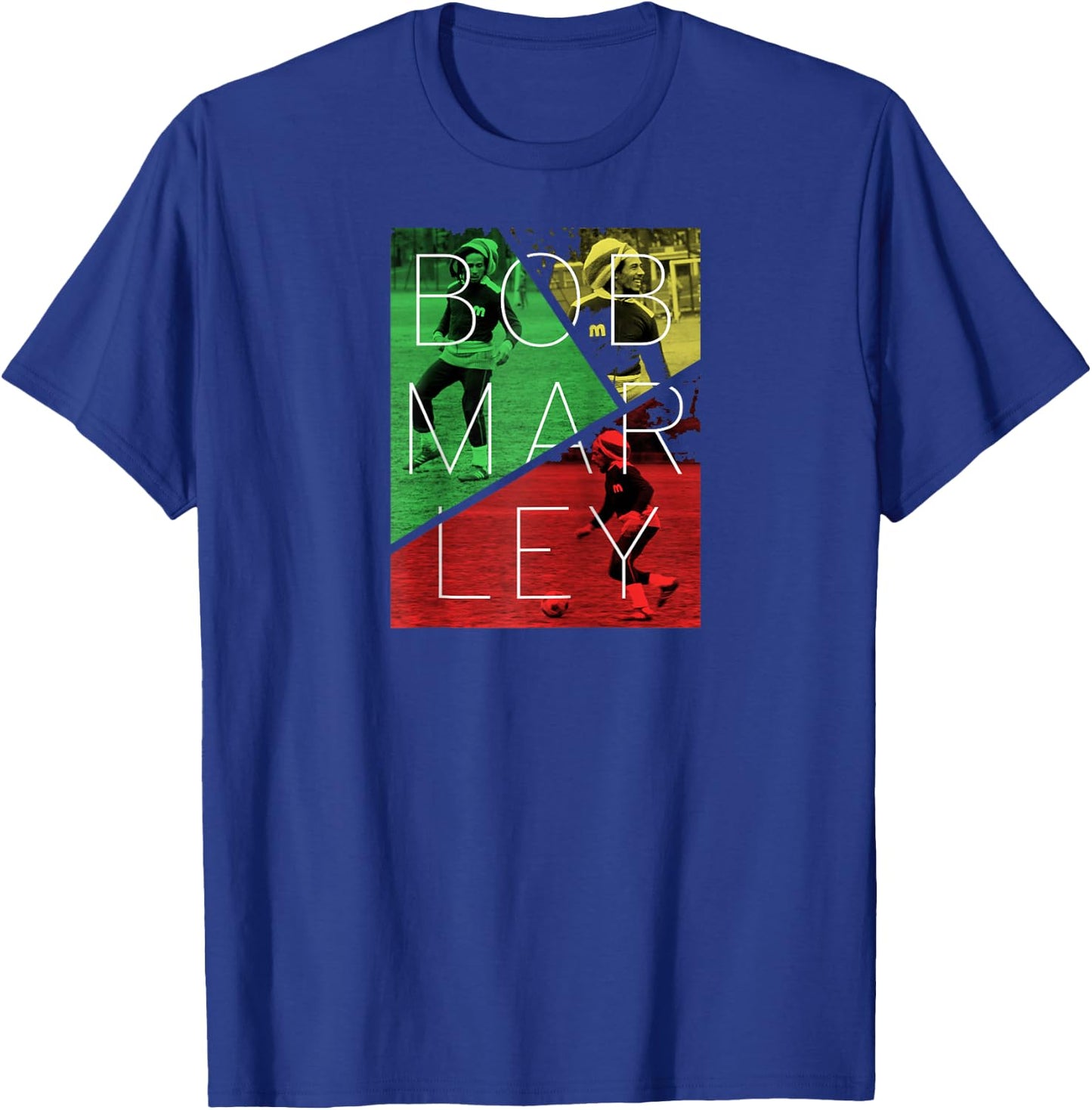 Bob Marley Soccer Split Raglan Baseball T-Shirt - T-Shirt | Royal