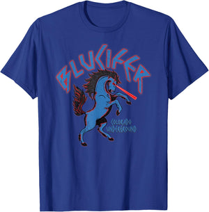 Colorado Flag and Blucifer The Blue Horse T-Shirt - T-Shirt | Royal