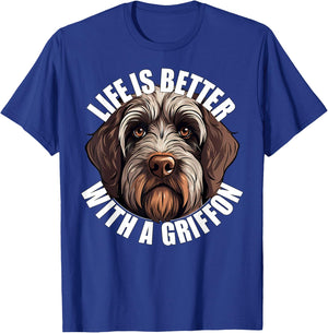 Life Is Better With a Wirehaired Pointing Griffon Griff Dog Women Kids T-Shirt - T-Shirt | Royal