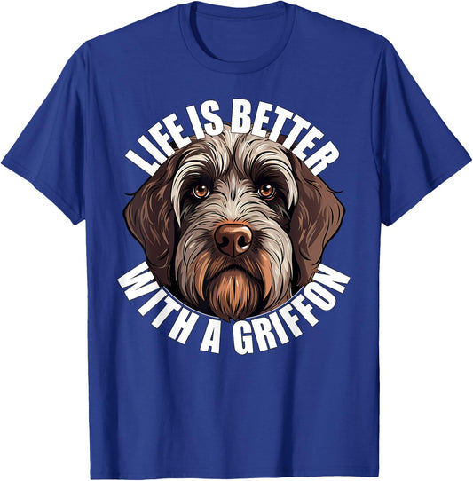Life Is Better With a Wirehaired Pointing Griffon Griff Dog Women Kids T-Shirt - T-Shirt | Royal