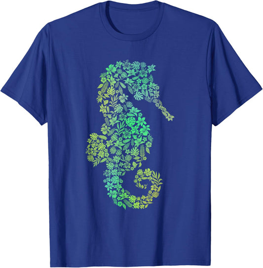 Seahorse Flowers - Underwater Sea Lover Marine Biologist T-Shirt - T-Shirt | Royal