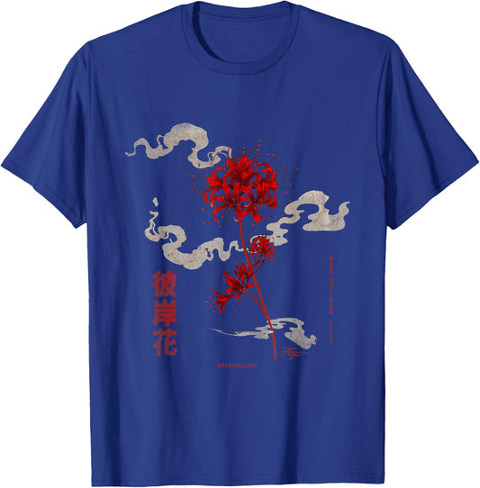 Higanbana or Red Spider Lily in 90s Harajuku Aesthetic Style T-Shirt - T-Shirt | Royal
