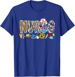 Autism Nurse Life Funny Autism Awareness Month Nursing T-Shirt - T-Shirt | Royal