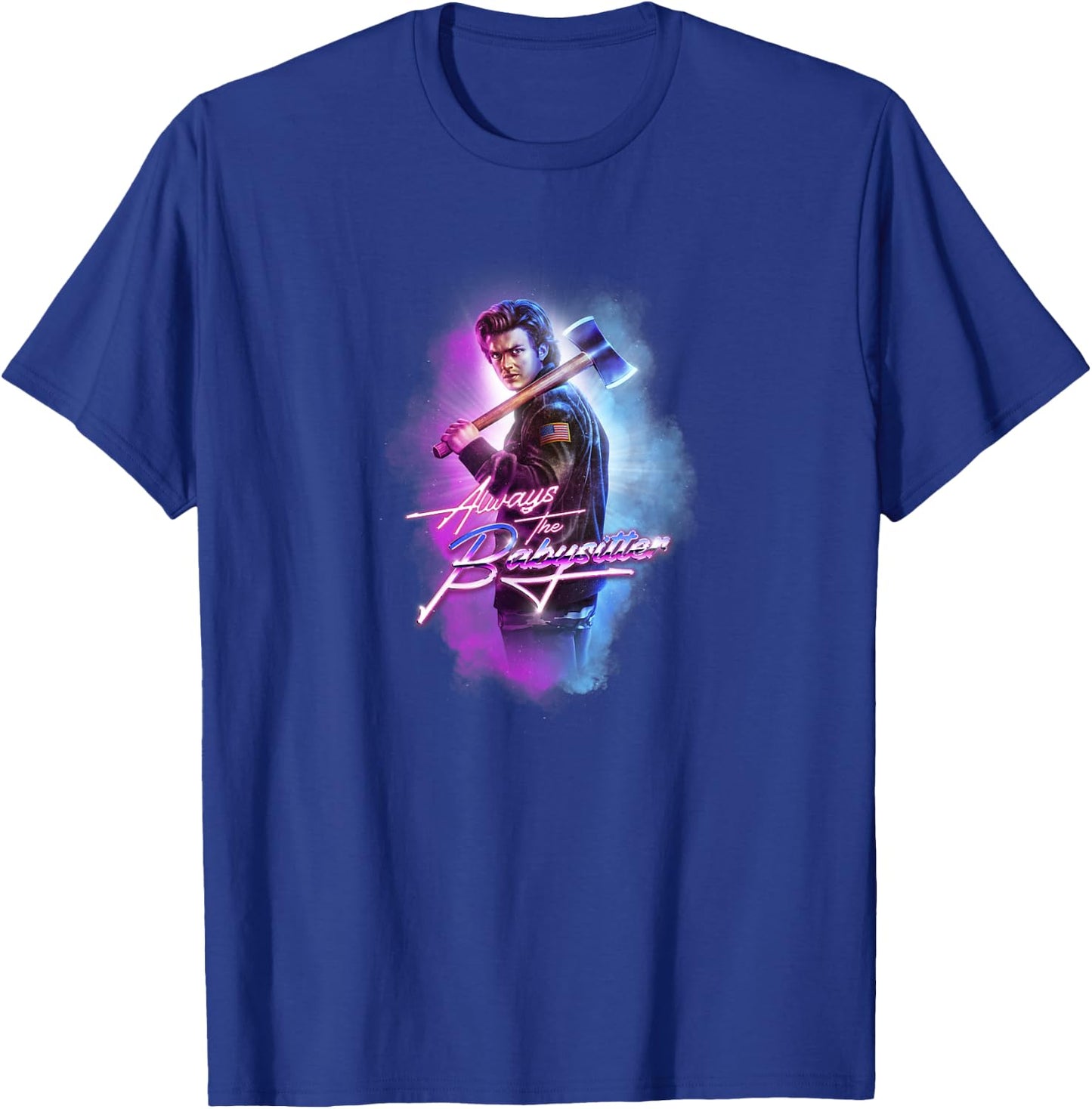 Stranger Things Steve Always The Babysitter Ax Retro Logo T-Shirt - T-Shirt | Royal