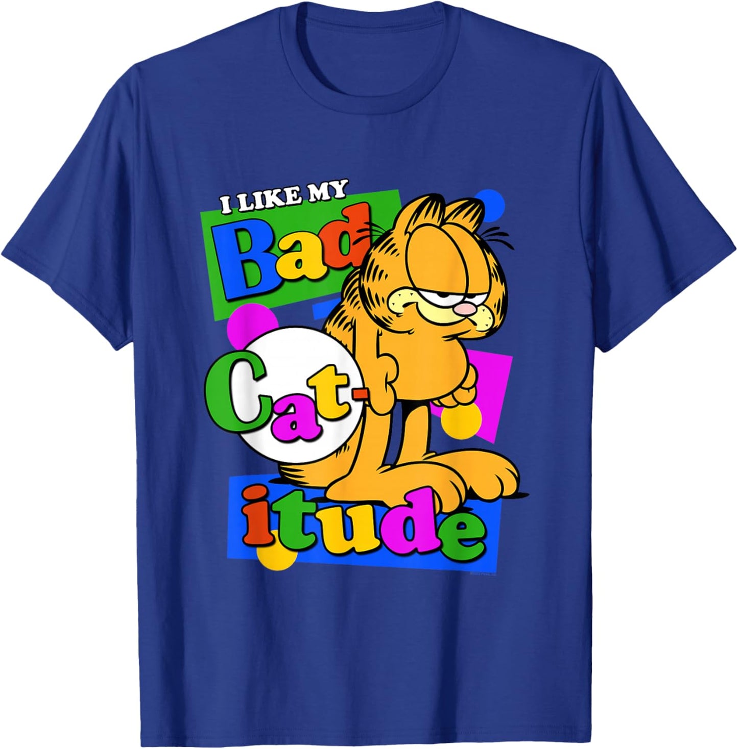 Garfield I Like My Bad Catitude Retro Cartoon Cat T-Shirt - T-Shirt | Royal