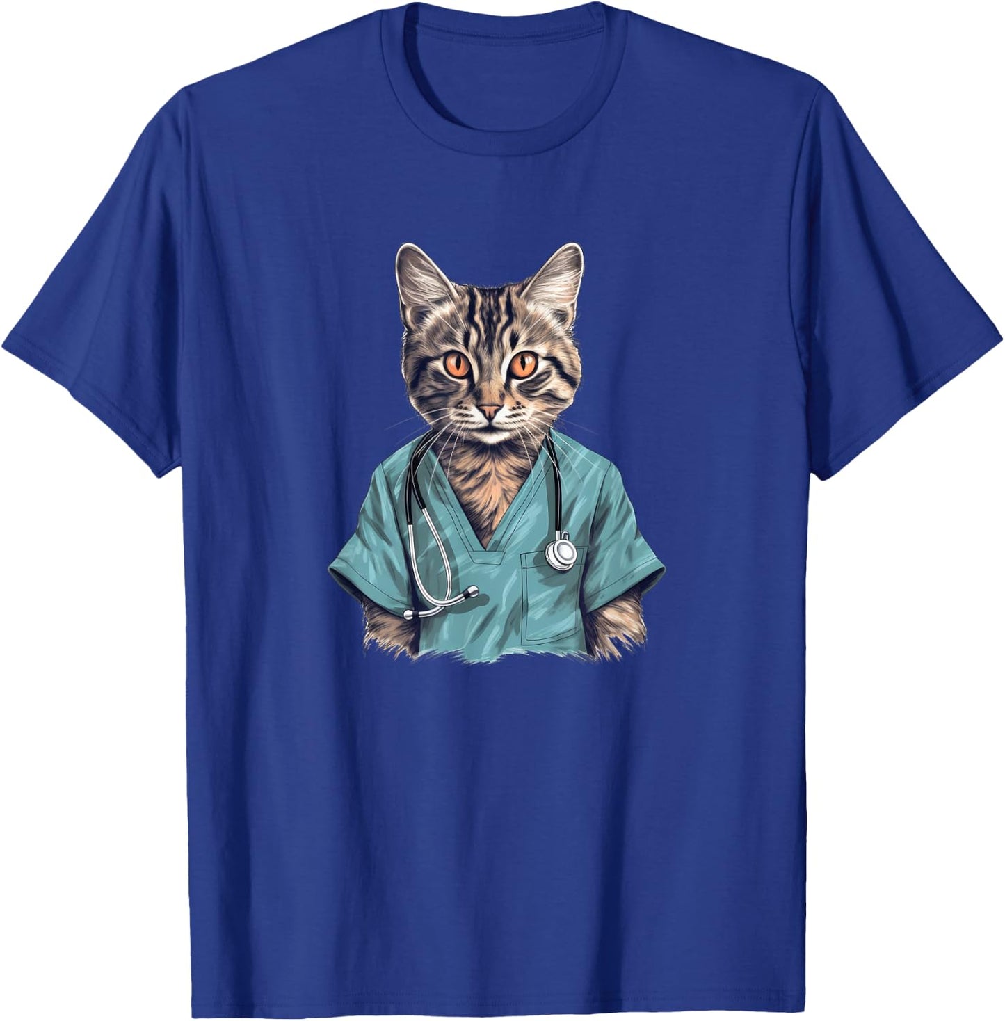 Funny Nurse Cat, Medical Doctor Kitty T-Shirt - T-Shirt | Royal