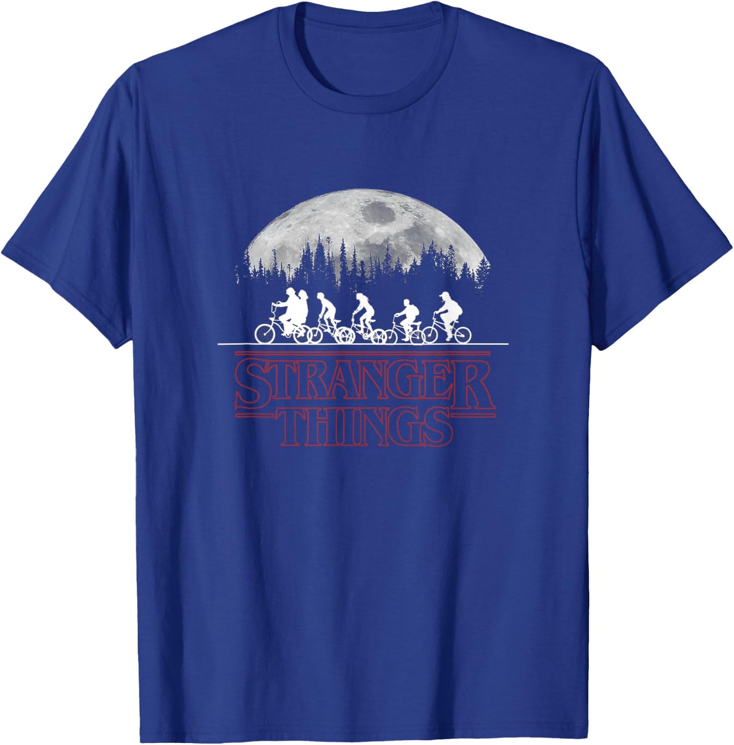 Stranger Things Kids Riding Bikes Under The Full Moon T-Shirt - T-Shirt | Royal