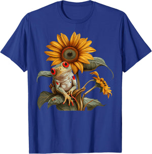 Cute Sunflower Red Eyed Tree Frog Lover Amphibian T-Shirt - T-Shirt | Royal
