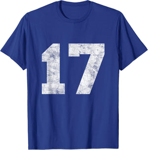 Vintage Lucky Number 17 Birthday Sports Player Team Athlete T-Shirt - T-Shirt | Royal