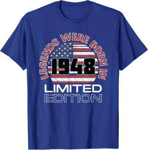 Legends were born in 1948 American Vintage Sunset Design T-Shirt - T-Shirt | Royal