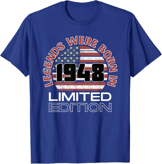 Legends were born in 1948 American Vintage Sunset Design T-Shirt - T-Shirt | Royal