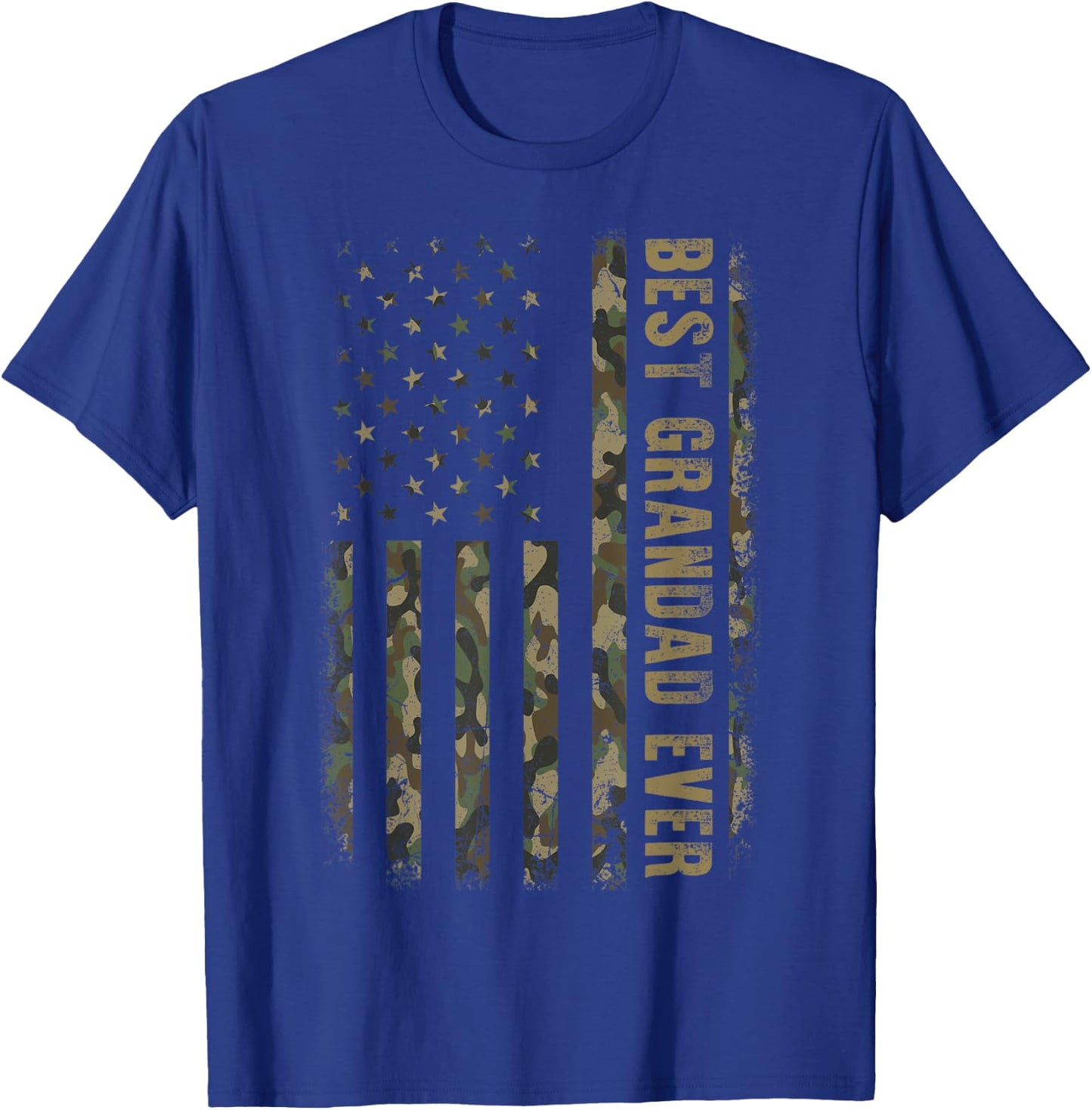 Best Grandad Ever Camouflage American Flag Father's Day T-Shirt - T-Shirt | Royal