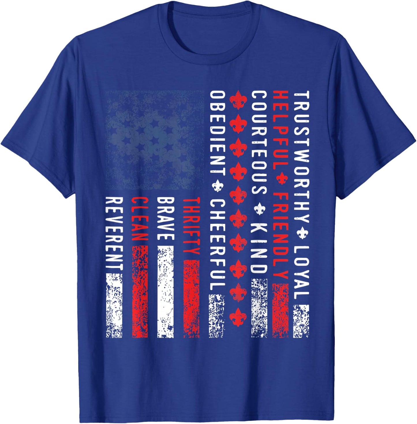 Scouting Law Vintage US America Flag Scouting T-Shirt - T-Shirt | Royal