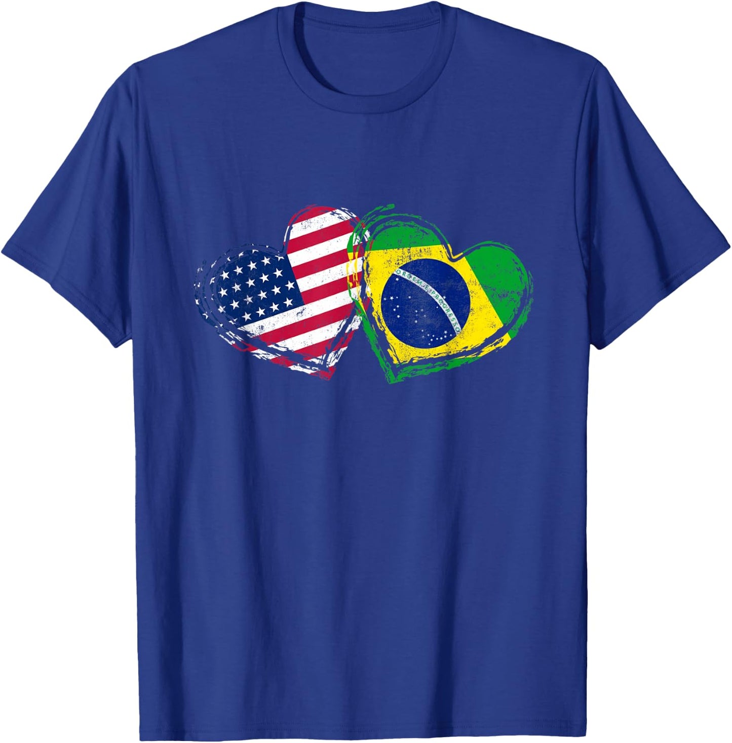 Brazil American Flag Heart Brazilian American Love T-Shirt - T-Shirt | Royal