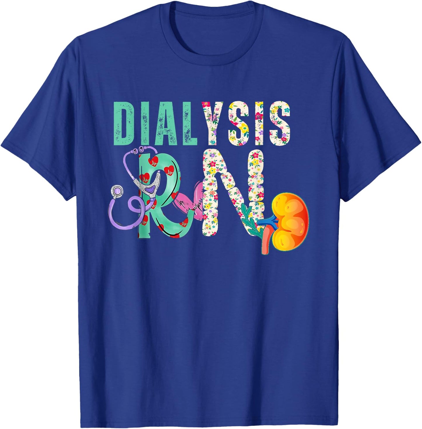 Dialysis Nephrology Nurse Black Women's Modern Letter Print T-Shirt - T-Shirt | Royal