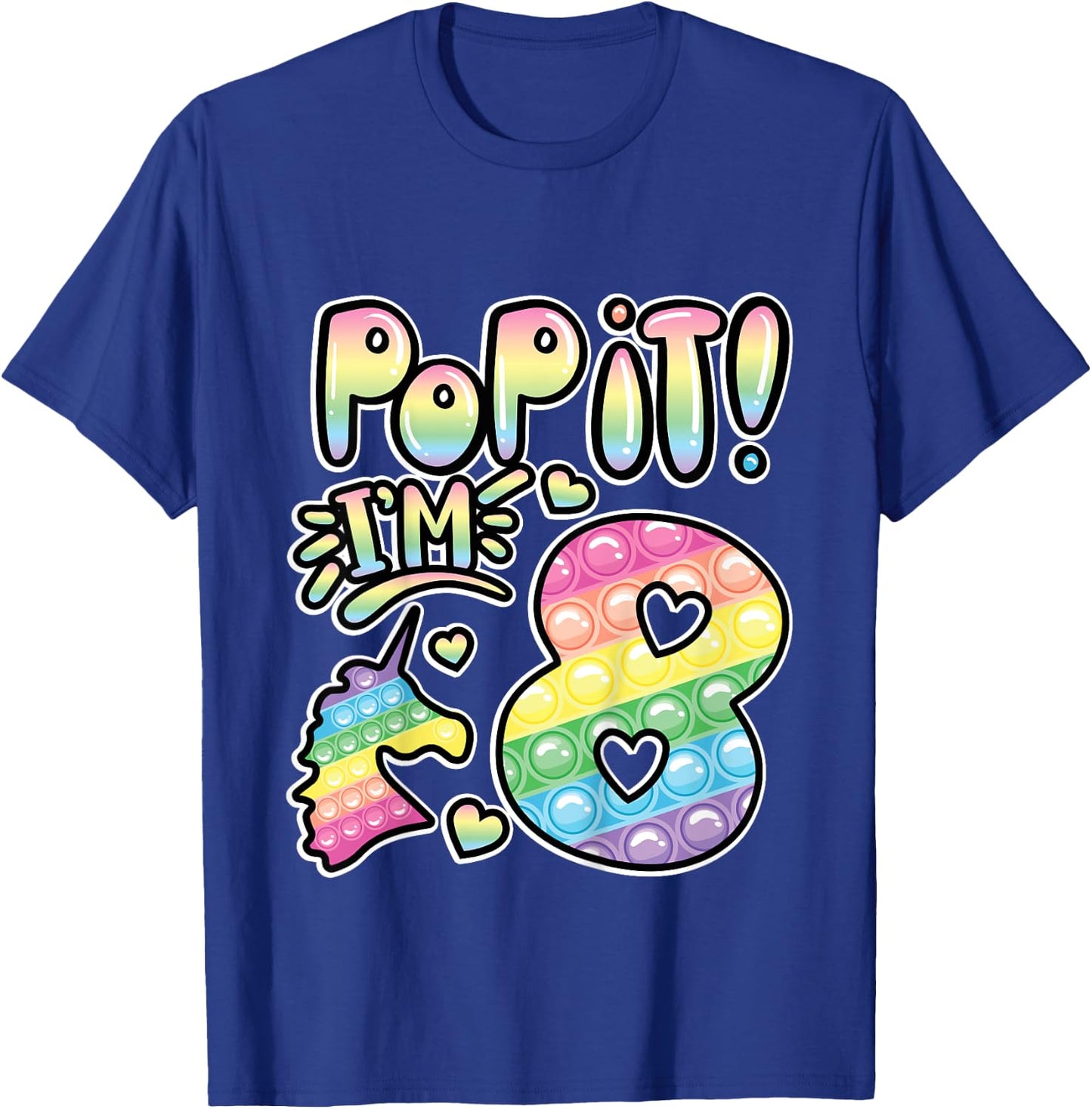 Pop It 8th Birthday Girls Boys 8 Years Old Fidget T-Shirt - T-Shirt | Royal
