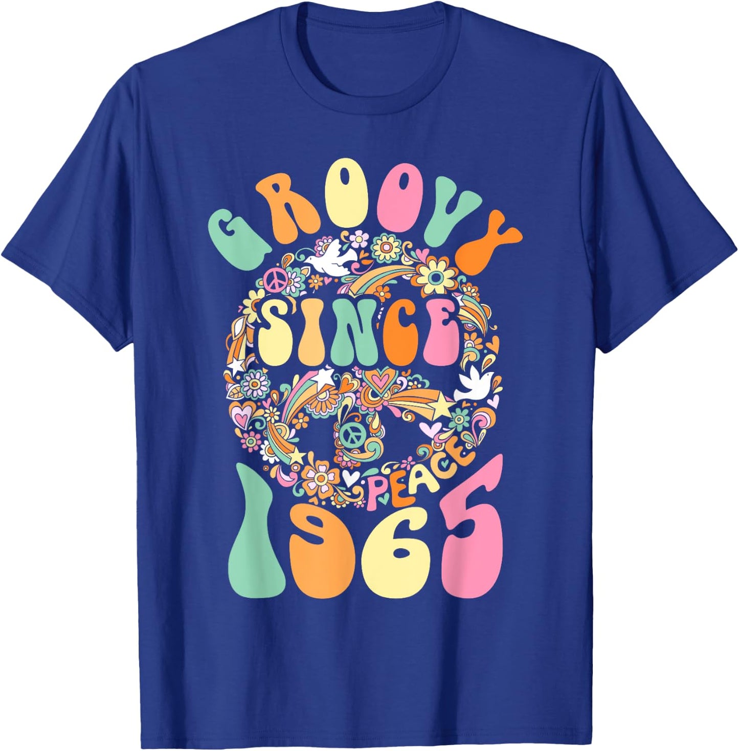 Groovy Since 1965 Peace For Vintage Birthday Party 60s 70s T-Shirt - T-Shirt | Royal