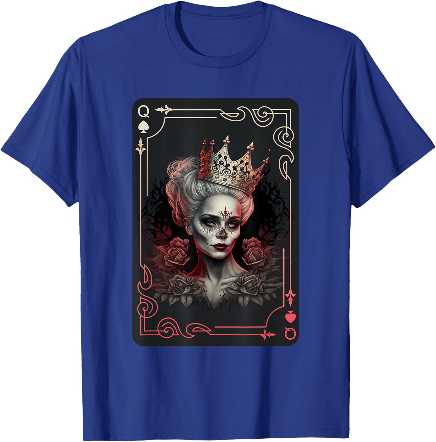 Poker Cards Queen of Spades Creepy Gothic Card Game T-Shirt - T-Shirt | Royal