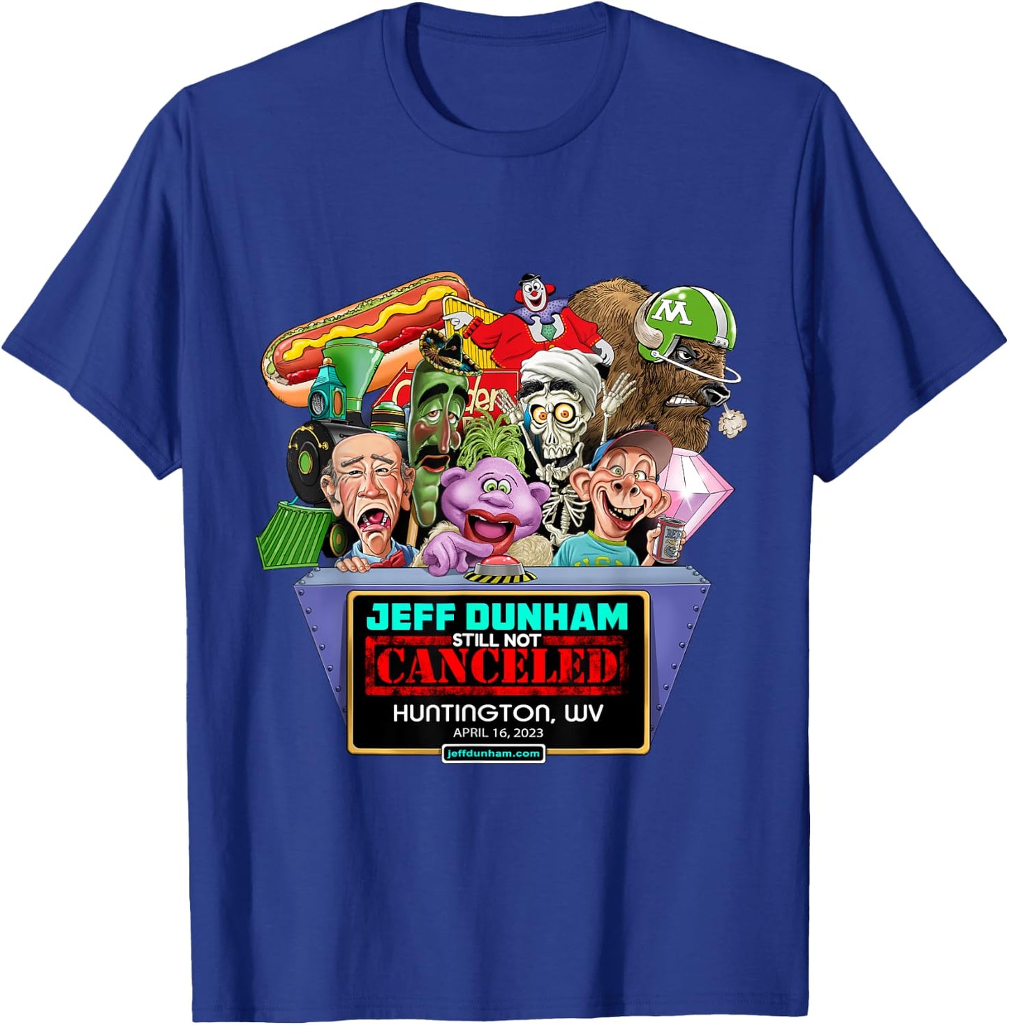 Jeff Dunham Huntington, WV (2023) T-Shirt - T-Shirt | Royal