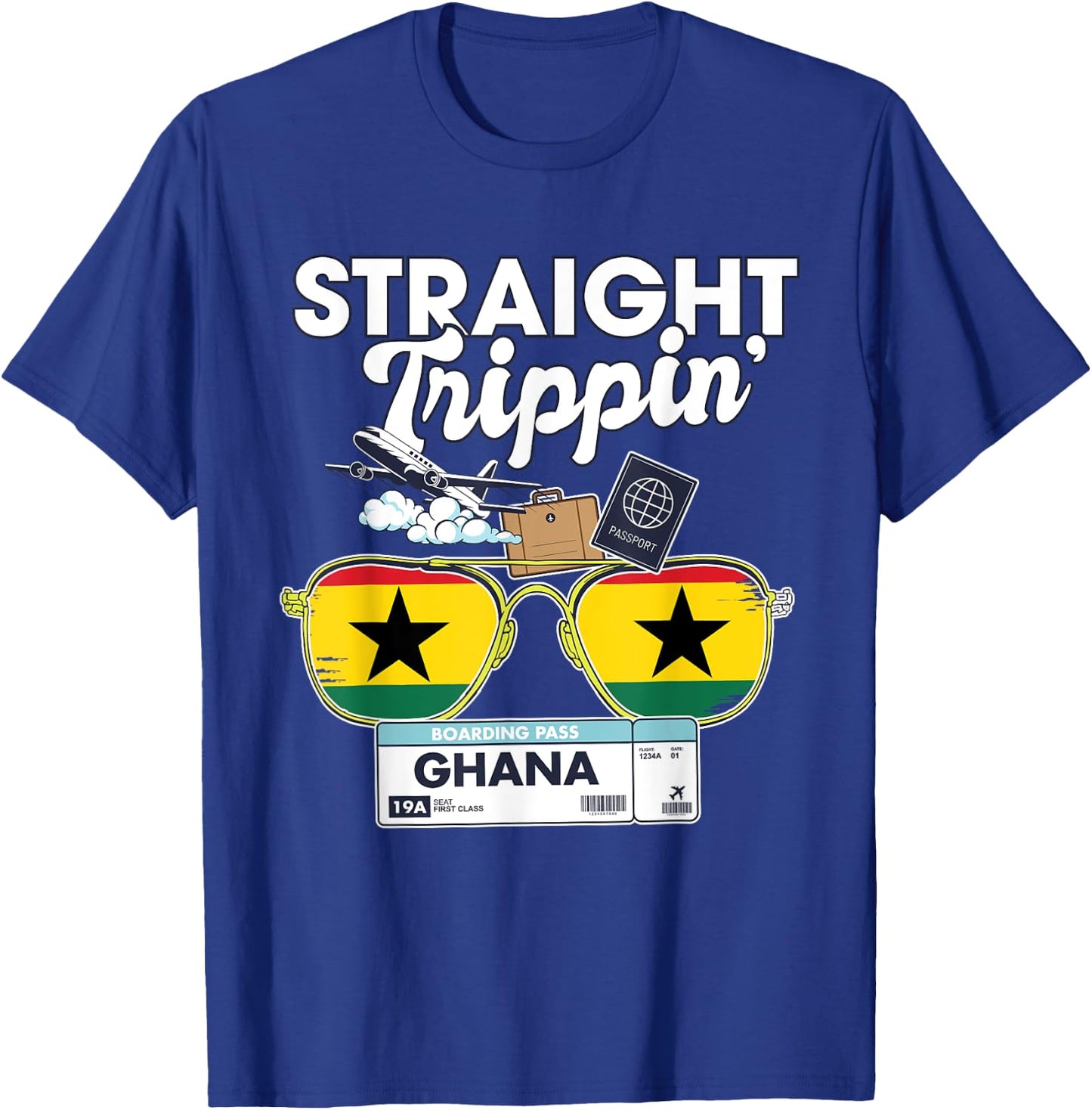 Straight Trippin' Ghana Vacation Tour Travel Trip Matching T-Shirt - T-Shirt | Royal