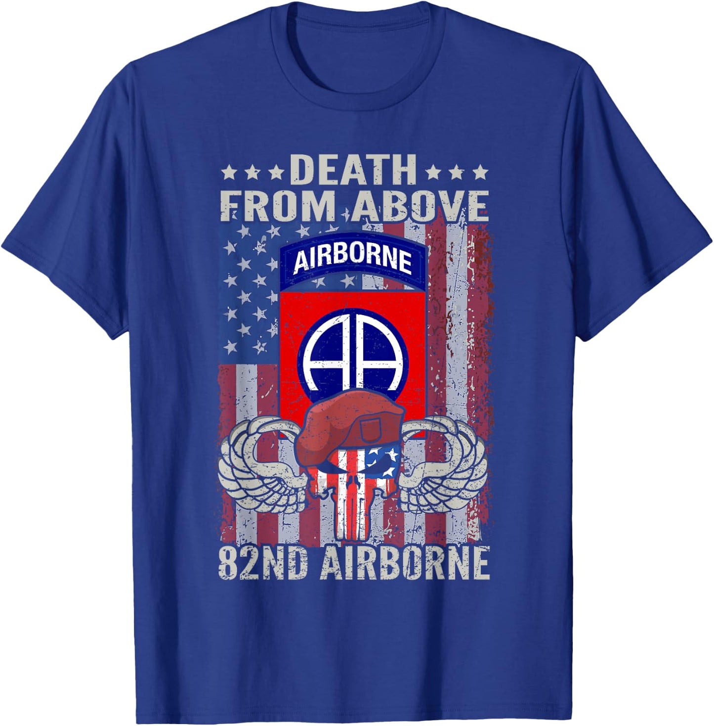 Death From Above USA 82nd Airborne Division Veteran T-Shirt - T-Shirt | Royal