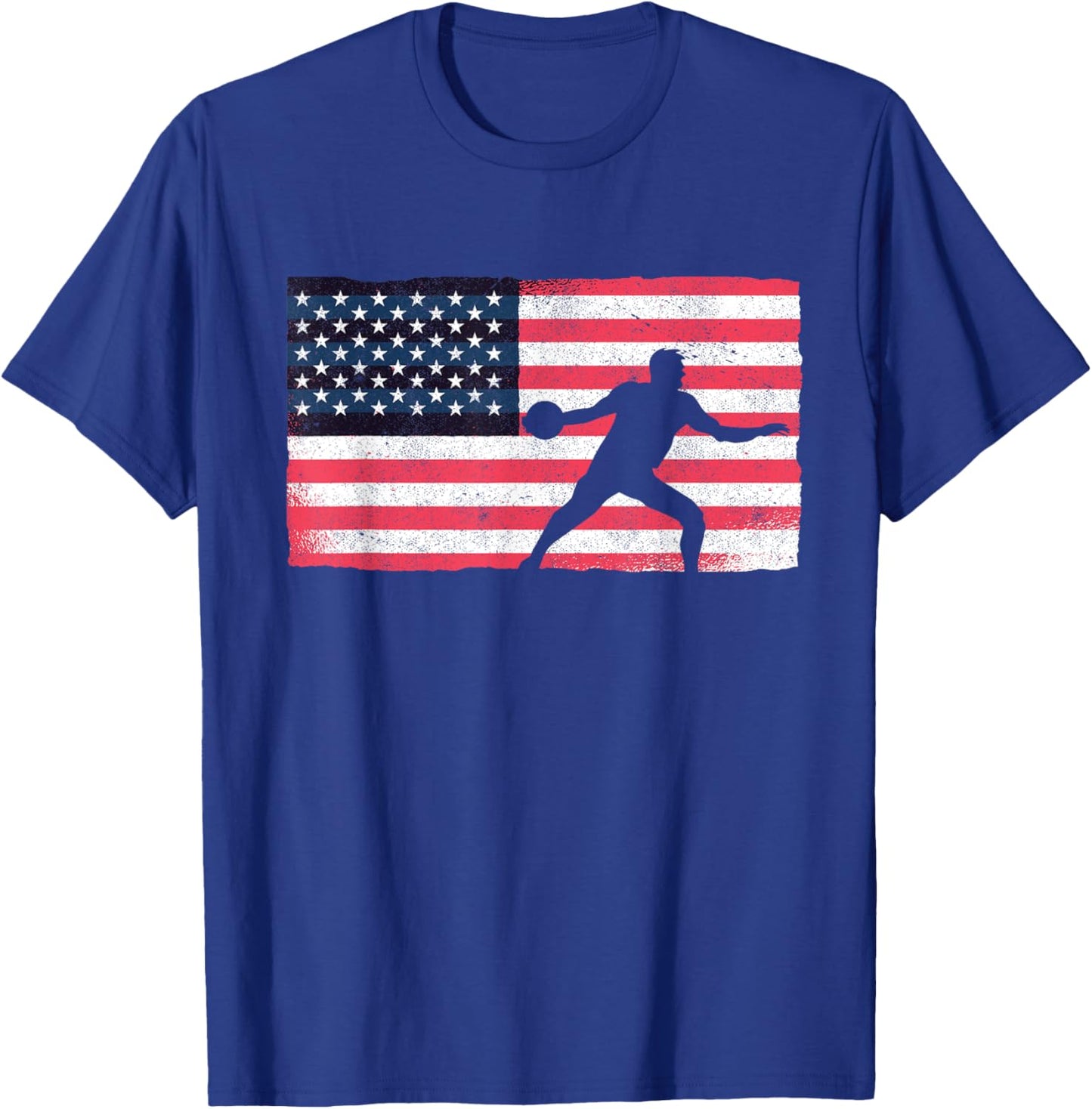 Discus Thrower American Flag Track And Field Throwing Discus T-Shirt - T-Shirt | Royal
