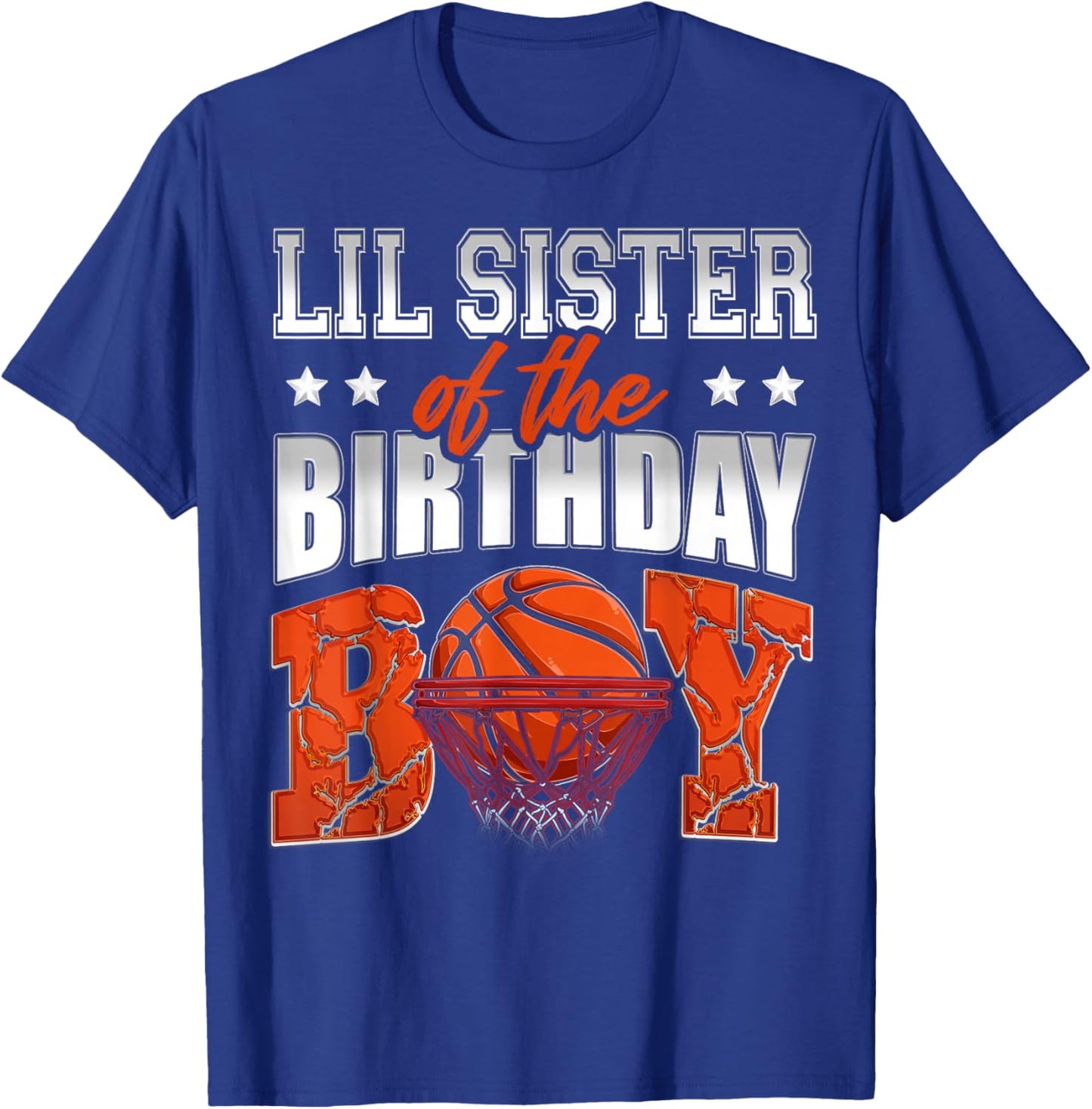 LIL SISTER Of The Birthday Boy Basketball Family Baller T-Shirt - T-Shirt | Royal