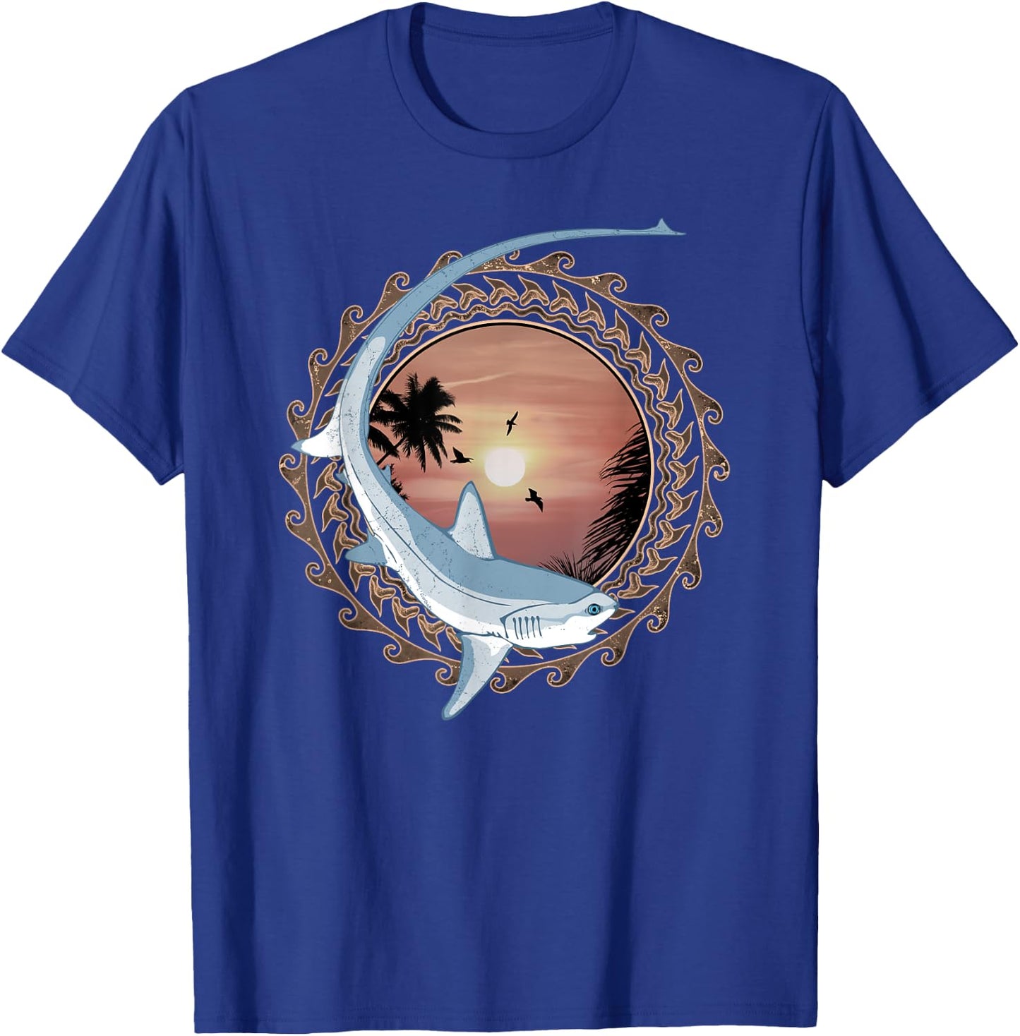 Thresher Shark Polynesian Design T-Shirt - T-Shirt | Royal