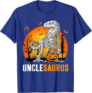 Unclesaurus Dinosaur Skeleton Halloween Uncle Saurus T-Shirt - T-Shirt | Royal