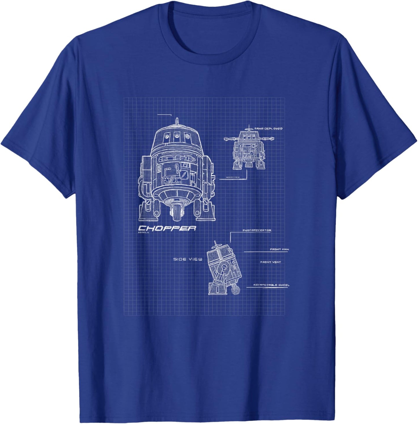 Star Wars Rebels Chopper Specs Blueprints T-Shirt - T-Shirt | Royal