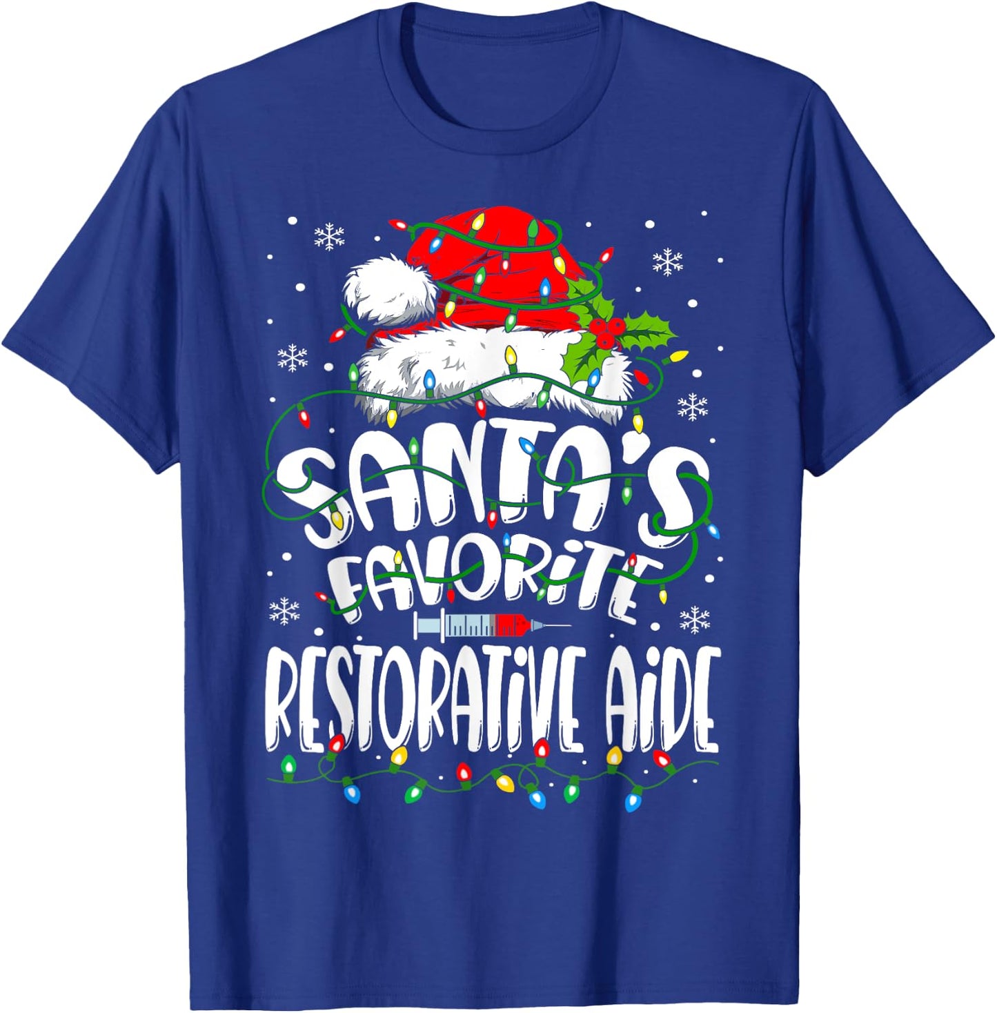 Santa Favorite Restorative Aide Christmas RN Nurse T-Shirt - T-Shirt | Royal